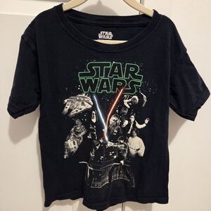 Star Wars Black Tee with Multi-Color Lightsaber Graphic